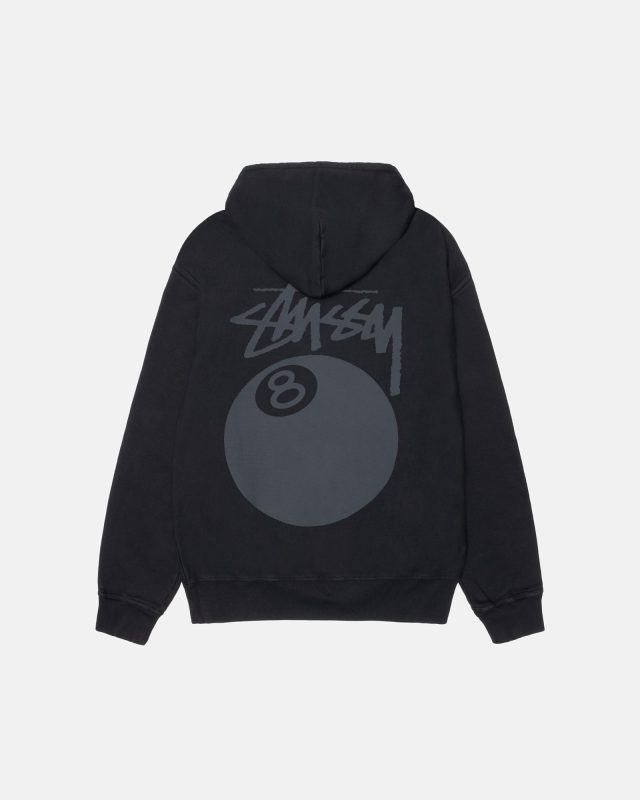 8 BALL HOODIE PIGMENT DYED BLACK