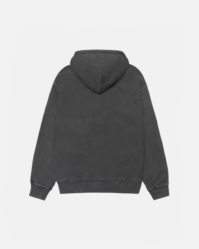 SMOOTH STOCK ZIP HOODIE PIGMENT DYED BLACK