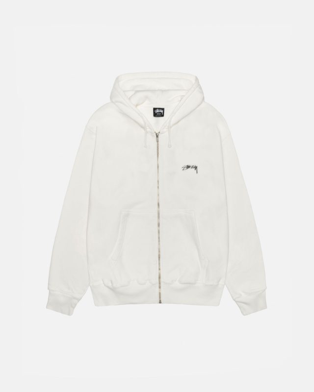 SMOOTH STOCK ZIP HOODIE PIGMENT DYED WHITE