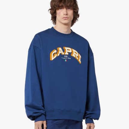 Felpa girocollo oversize Capri blu