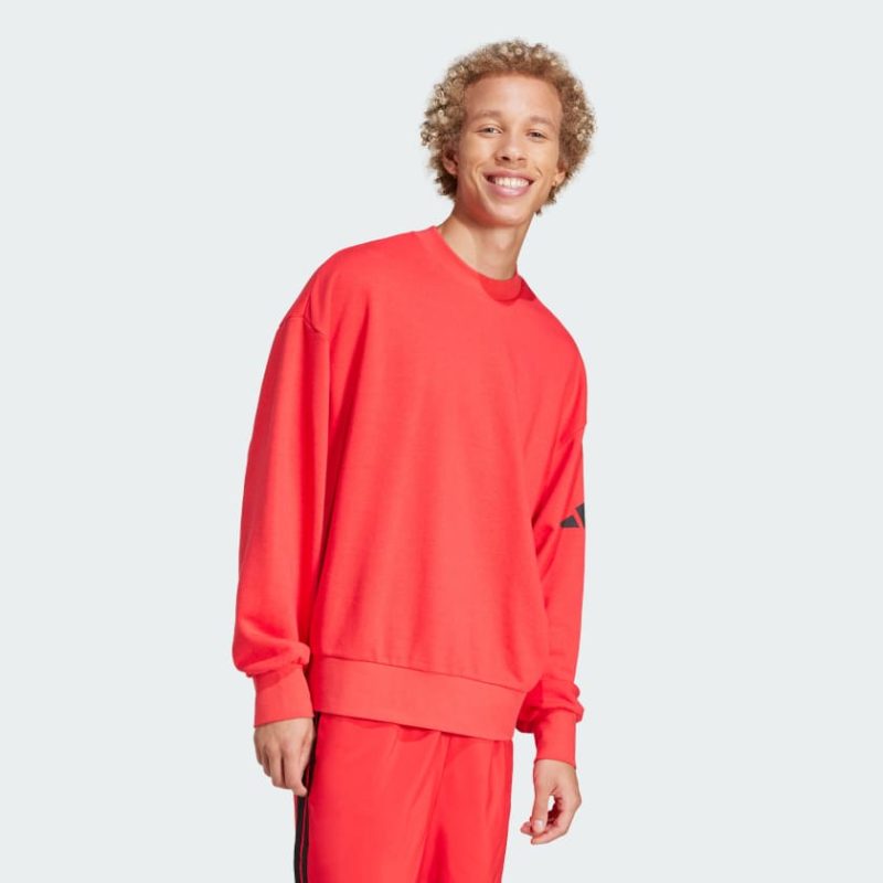 Felpa Essentials Loose Fit 3 Bar Logo Rosso