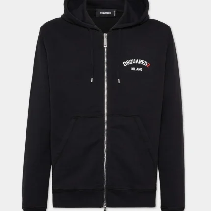 Dyed Cool Fit Zipped Hoodie Black