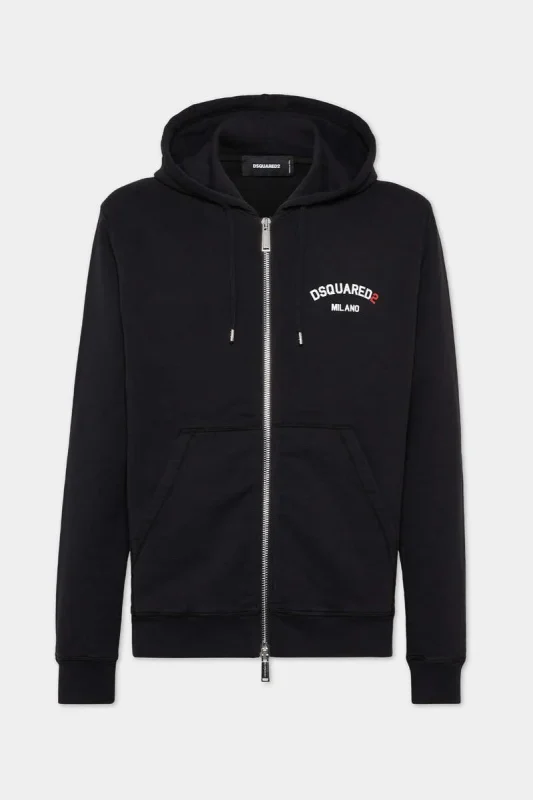 Dyed Cool Fit Zipped Hoodie Black