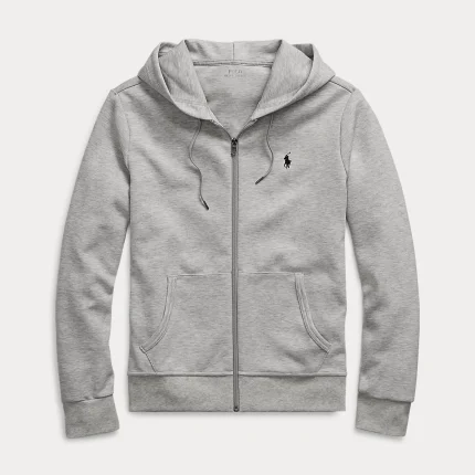 Felpa con cappuccio e zip intera a doppia maglia Grey