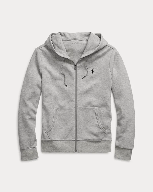 Felpa con cappuccio e zip intera a doppia maglia Grey