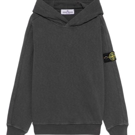 stone island Felpa con cappuccio in cotone grigio con patch logo