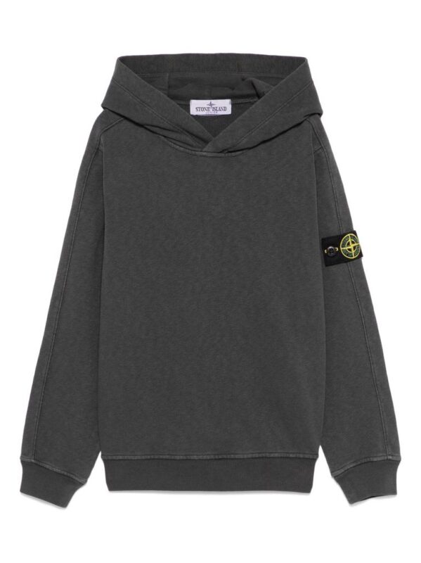 stone island Felpa con cappuccio in cotone grigio con patch logo