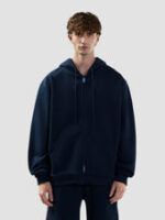 Felpa con cappuccio e zip intera con nastro logo