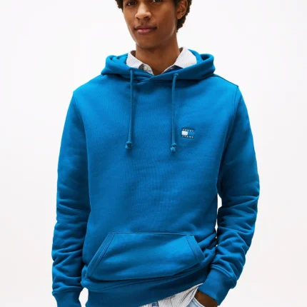 Felpa con cappuccio Tommy con stemma Blu