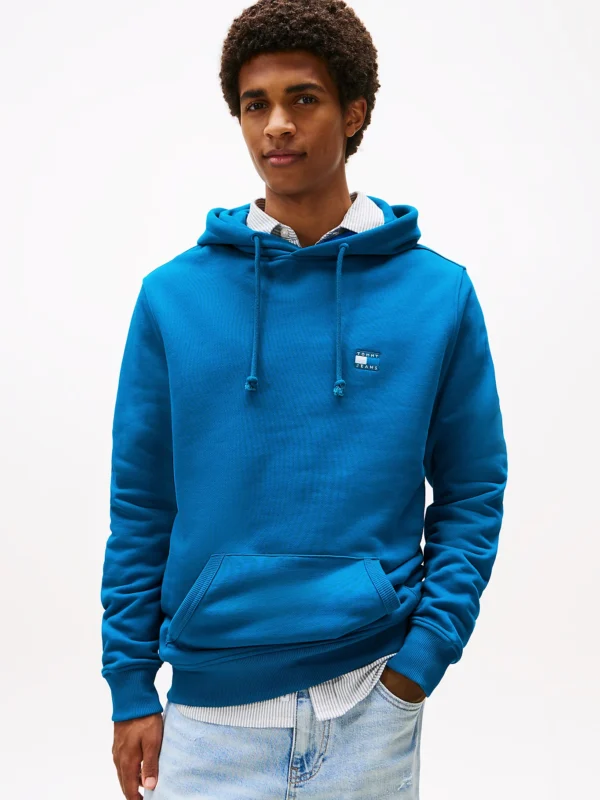 Felpa con cappuccio Tommy con stemma Blu