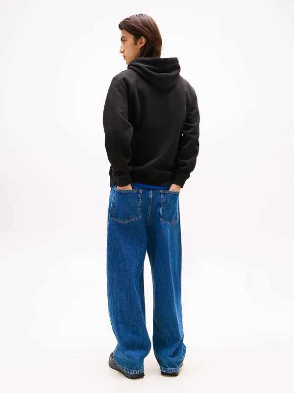 Felpa con cappuccio ricamato Nero