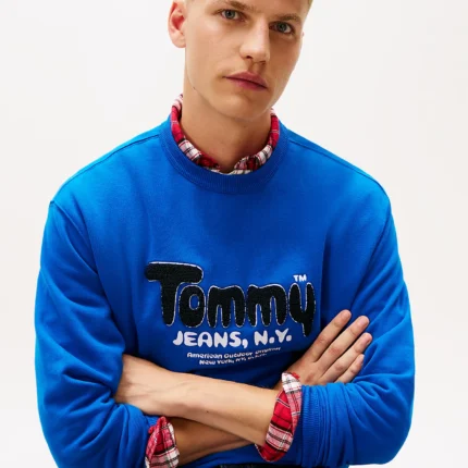 Felpa vestibilità rilassata con bouclé blu