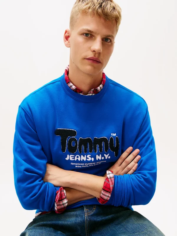 Felpa vestibilità rilassata con bouclé blu