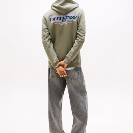 Felpa con cappuccio in spugna con logo Utility Sage