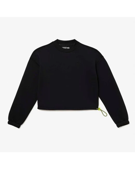 Felpa Lacoste nera con coulisse e vestibilità ampia