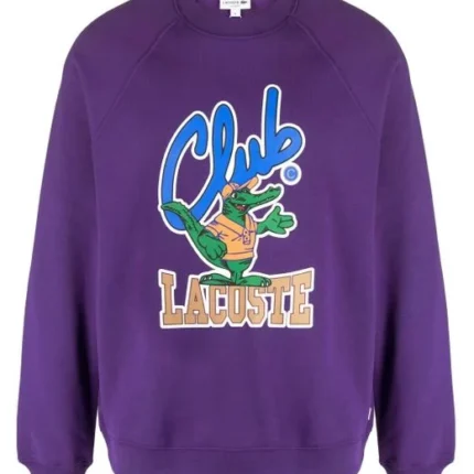 Felpa con cappuccio Lacoste da donna con stampa grafica viola