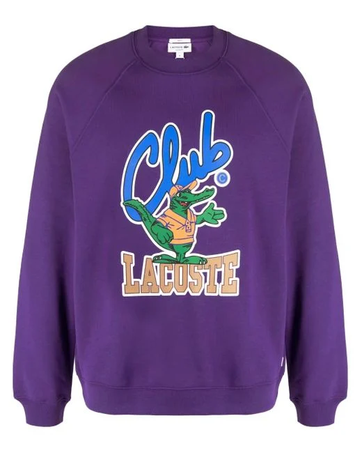 Felpa con cappuccio Lacoste da donna con stampa grafica viola