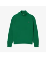 Felpa da donna in lana verde con collo alto