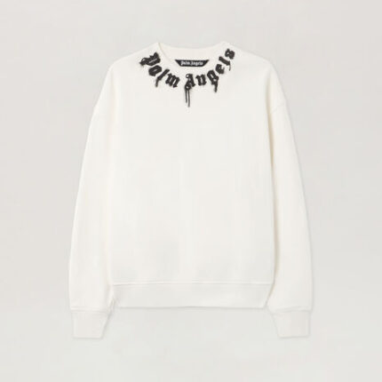 Felpa girocollo con collo regolabile BIANCA