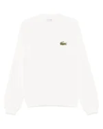 Felpa girocollo con toppe in cotone biologico bianco da donna