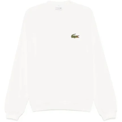 Felpa girocollo con toppe in cotone biologico bianco da donna