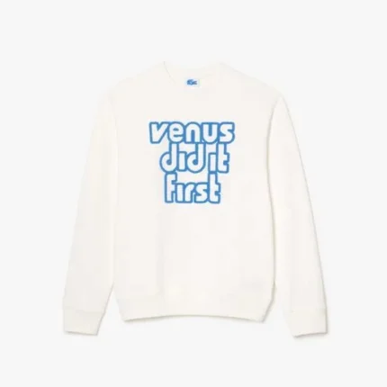 Felpa oversize in pile bianco da donna Lacoste