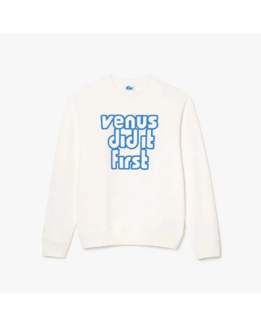 Felpa oversize in pile bianco da donna Lacoste