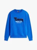 Felpa vestibilità rilassata con bouclé blu