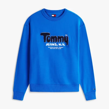 Felpa vestibilità rilassata con bouclé blu