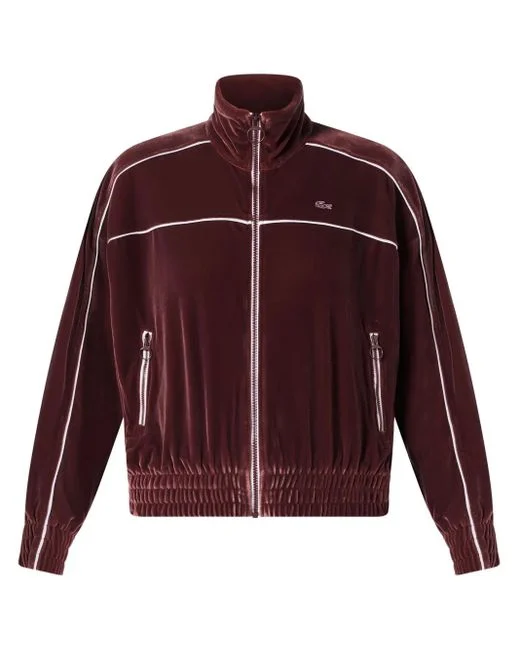 Felpe con zip in velluto rosso da donna