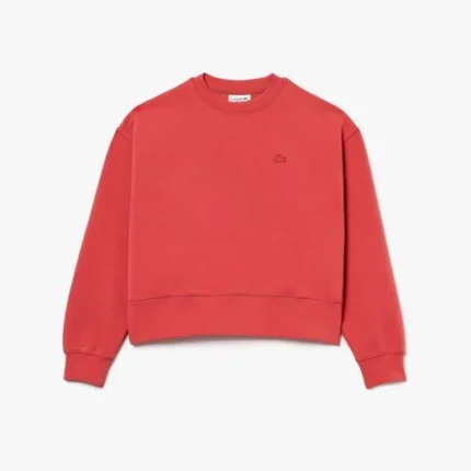 Felpa oversize in cotone rosso da donna Lacoste