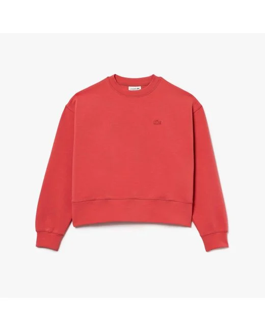 Felpa oversize in cotone rosso da donna Lacoste