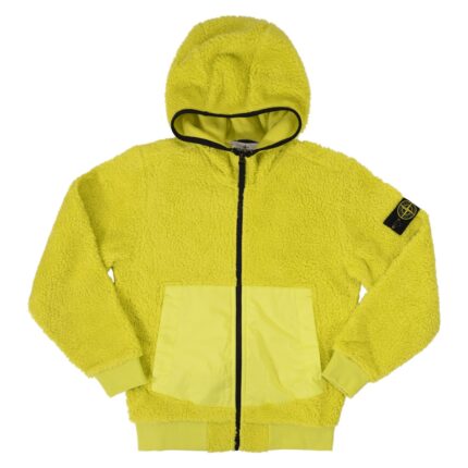 STONE ISLAND Felpa full zip con cappuccio e tasche GIALLO