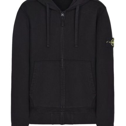 Felpa nera con zip e cappuccio Stone Island Moras