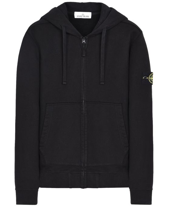 Felpa nera con zip e cappuccio Stone Island Moras Felpa nera con zip e cappuccio Stone Island Moras
