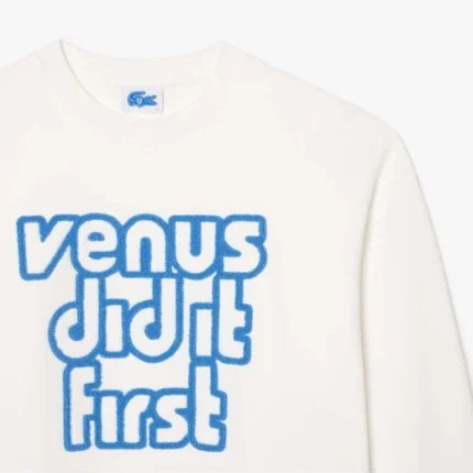 Felpa oversize in pile bianco da donna Lacoste