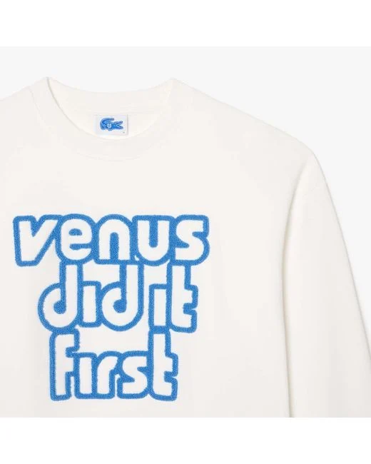 Felpa oversize in pile bianco da donna Lacoste