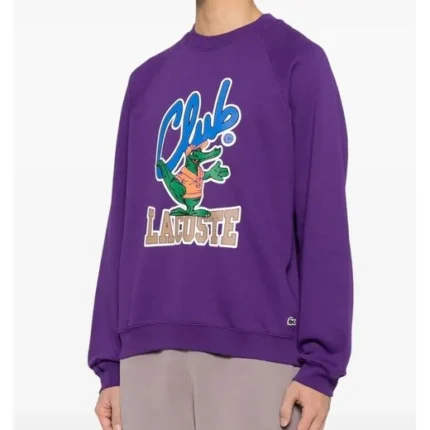 Felpa con cappuccio Lacoste da donna con stampa grafica viola