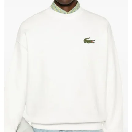 Felpa girocollo con toppe in cotone biologico bianco da donna